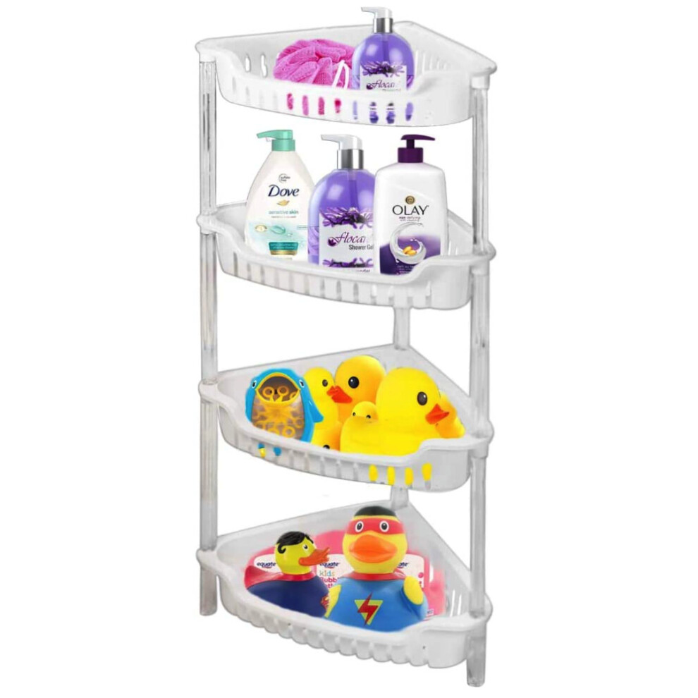 ADEPTNA 4 Tier Strong Plastic Shower Caddy Corner Shelf Bathroom Rack