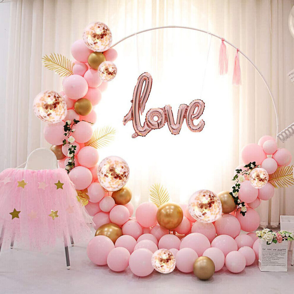 (White) Round Balloon Arch Stand 2M Metal Balloon Arch, Hoop Stand