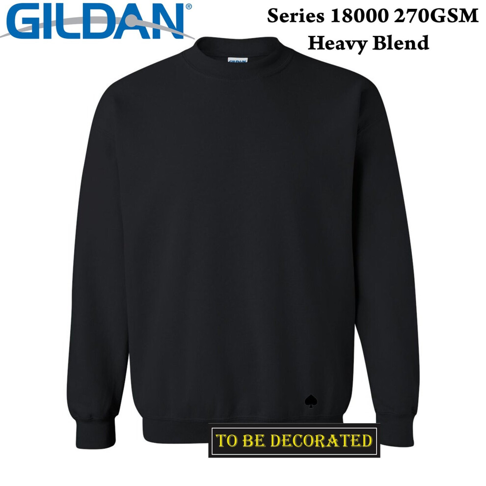 (2XL) Gildan Black Heavy Blend Sweat Sweater Jumper Sweatshirt Mens S - 5XL