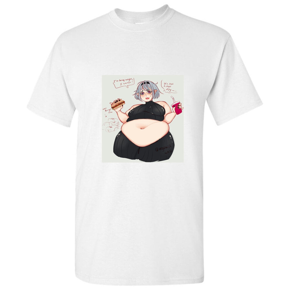 (2XL) Sona Fat Chic Burger Princess Comic Funny Art White Men T Shirt Tee Top