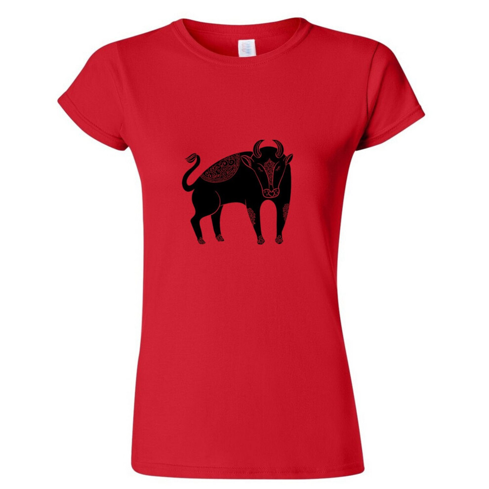 (Red, L) Taurus Bull Zodiac Horoscope Astrological Sign Ladies Women T Shirt Tee Top