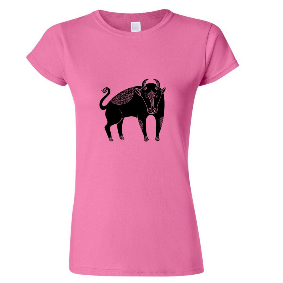 (Pink, L) Taurus Bull Zodiac Horoscope Astrological Sign Ladies Women T Shirt Tee Top