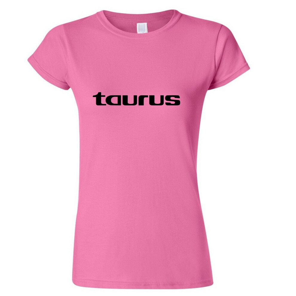 (Pink, S) Taurus Bull Text Zodiac Horoscope Astrological Sign Ladies Women T Shirt Tee Top