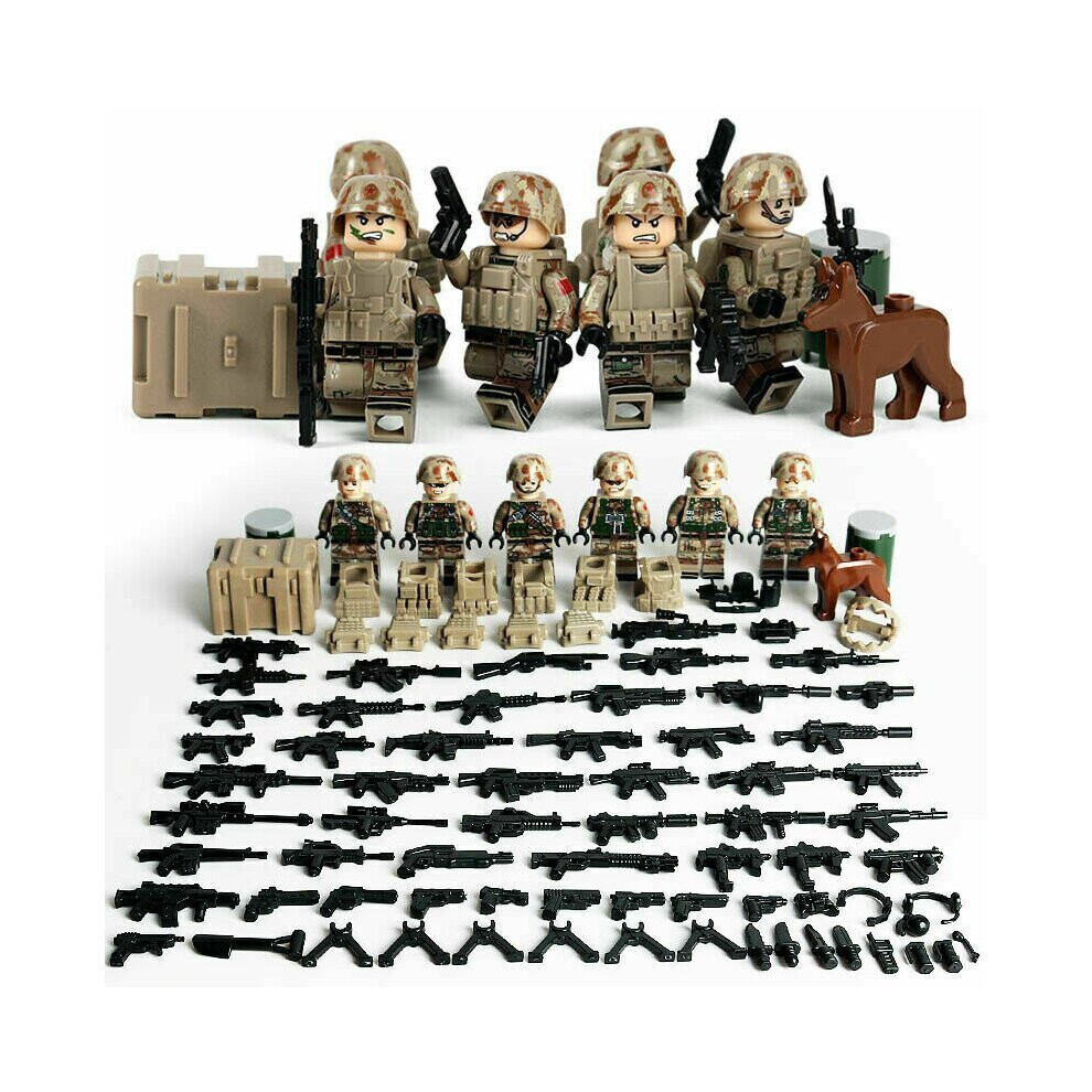 Fit Lego Desert Military Sodiers Weapons Minifigures Kids Toys Gifts