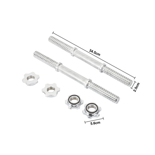 Dumbbell Bar 14" With Spinlock Collars Weight Lifting Bars 1" Pair