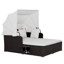 Outdoor Hand-Woven PE Wicker Daybed Patio Loveseat Sofa Set Lounger