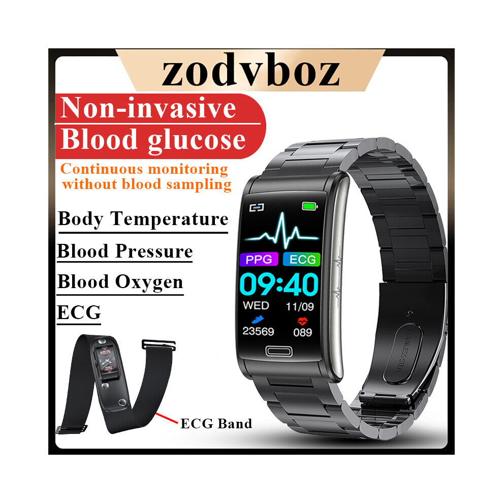 Blood Oxygen Heart Rate Blood Pressure Body Temperature Smartwatch Black 729086587143