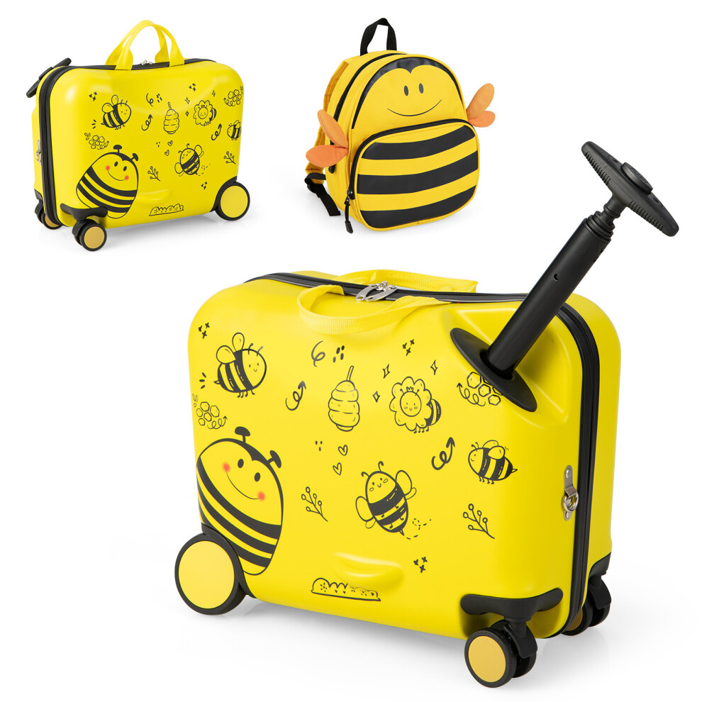 2 PC Kids Luggage Set Rolling Trolley Travel  Airplane Luggage
