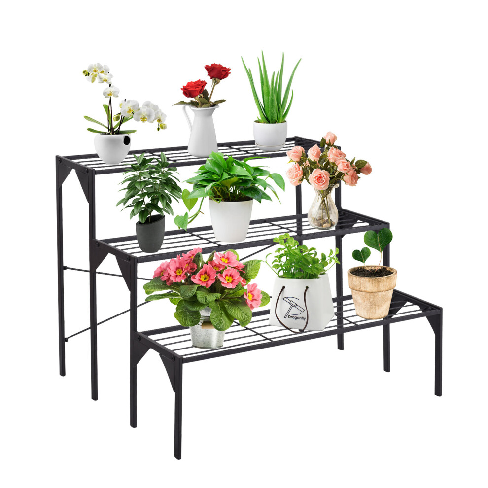 3 Tier Steel Plant Stand Ladder Flower Pot Storage Rack Organizer