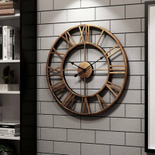 Skeleton Metal Roman Wall Clock Big Numerals Giant Open Round Face UK