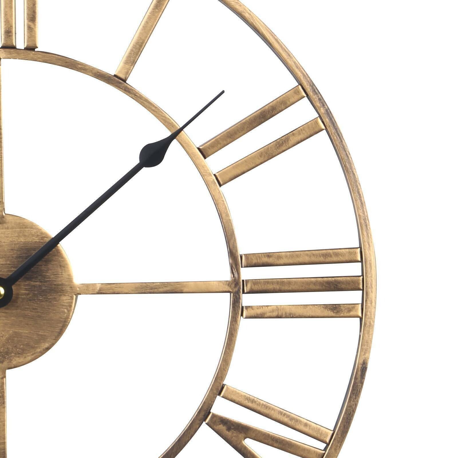 Skeleton Metal Roman Wall Clock Big Numerals Giant Open Round Face UK ...