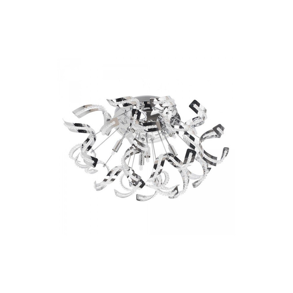 Litecraft Light Twirl Ceiling Semi Flush Mount Crystal Effect - Chrome Size 6