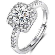 925 Sterling Silver Rings Square with Moissanite 1CT Wedding Rings