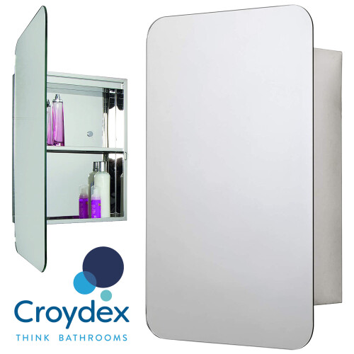 Croydex Stainless Steel Single Door Bathroom Cabinet Mirrored Shelf On ...