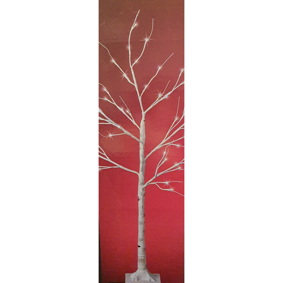 Christmas Decoration Pre-Lit Twig Tree - White Snow Birch Battery Powered with 24 LED Lights (61cm / 2 Foot)