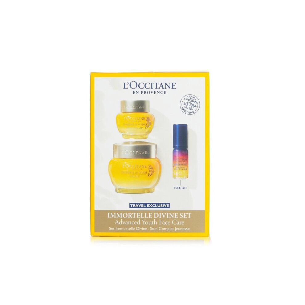 L'Occitane Immortelle Divine Set: Cream 50ml + Eye Balm 15ml + Overnight Reset Oil-In-Serum 5ml 3pcs