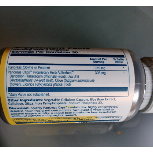 Pancreas Caps Solaray, 60 capsule, Secom support for pancreas. 2