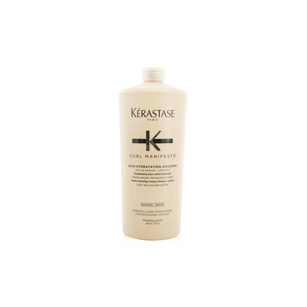 Kerastase Curl Manifesto Bain Hydratation Douceur Shampoo Gentle Creamy Shampoo - For Curly, Very Curly & Coily Hair (Salon Size) 1000ml/34oz