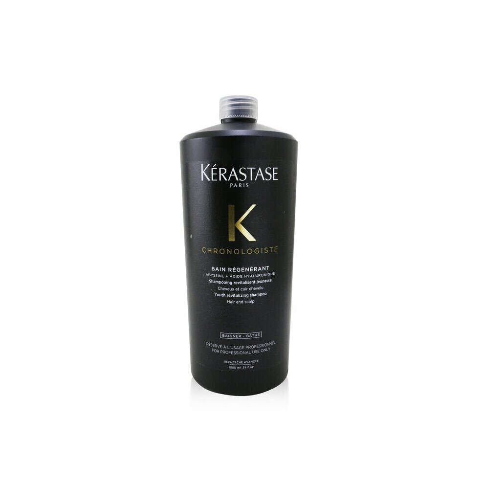 Kerastase Chronologiste Bain Regenerant Youth Revitalizing Shampoo For Hair & Scalp, 1000Ml/34Oz With Abyssine, Ceramides & Vitamins A & E