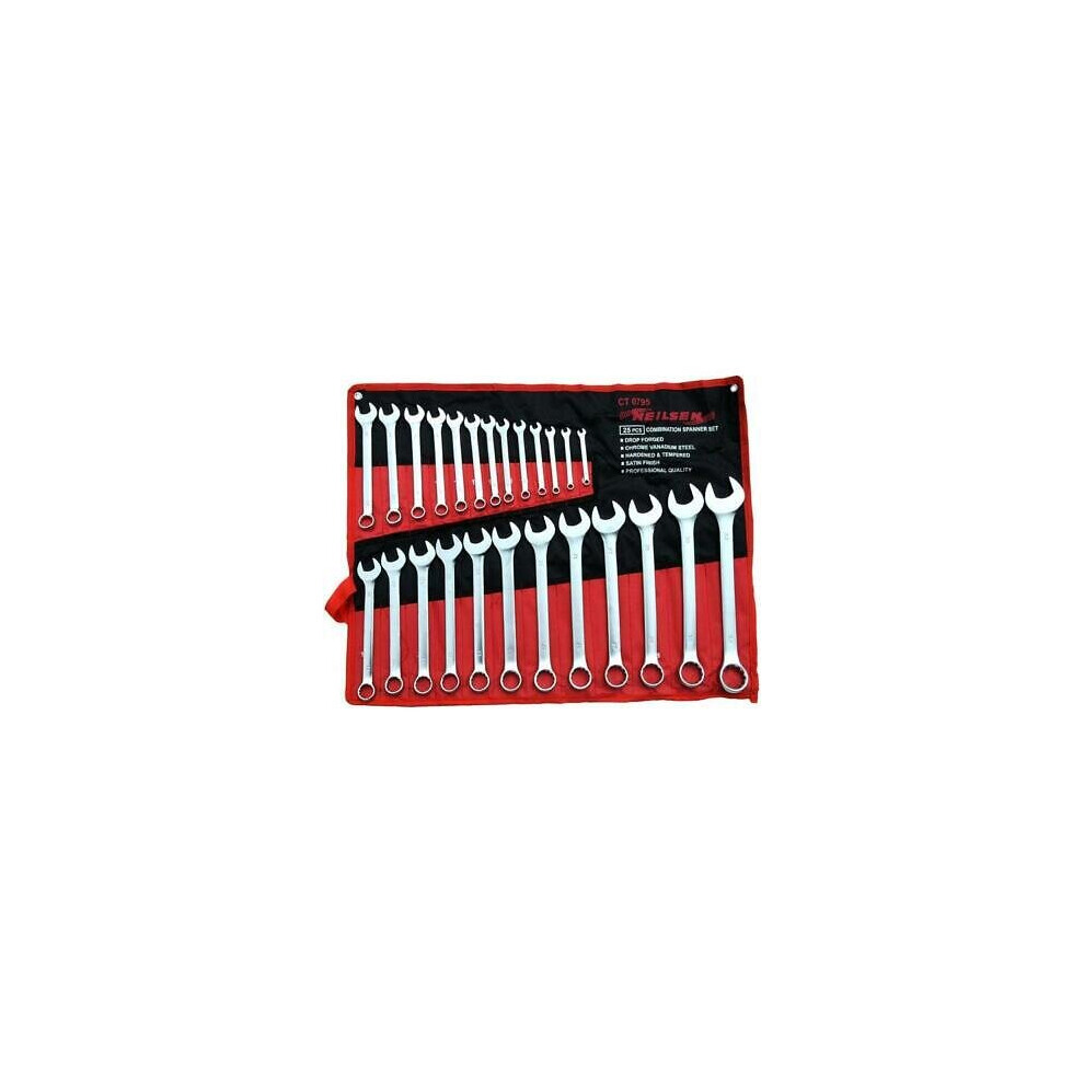 Neilsen Heavy Duty Fully Polished 25Pc Combination Metric Spanner Wrench Ring Set Ct0795