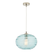 Visconte Sarno Pendant 1 Light with Blue Tint Oval Shade - Nickel