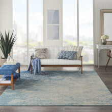 (Small 114x175cm) Passion PSN10 Abstract Modern Rugs in Navy Light Blue