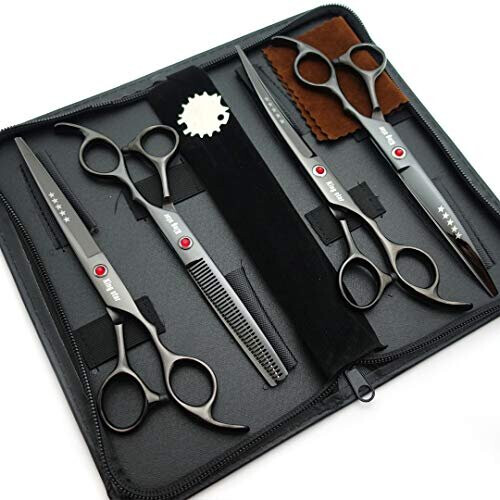 KINGSTAR 7.0in Titanium black Professional Pet Grooming Scissors set