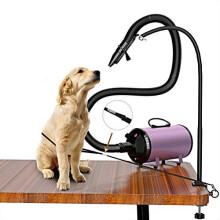 Hands Free Hair Dryer Stand Pet Grooming Table Blow Dryer Holder, 360 Degrees Rotation with Adjustable Clamp And No-Sit Haunch Holder, Third Arm for