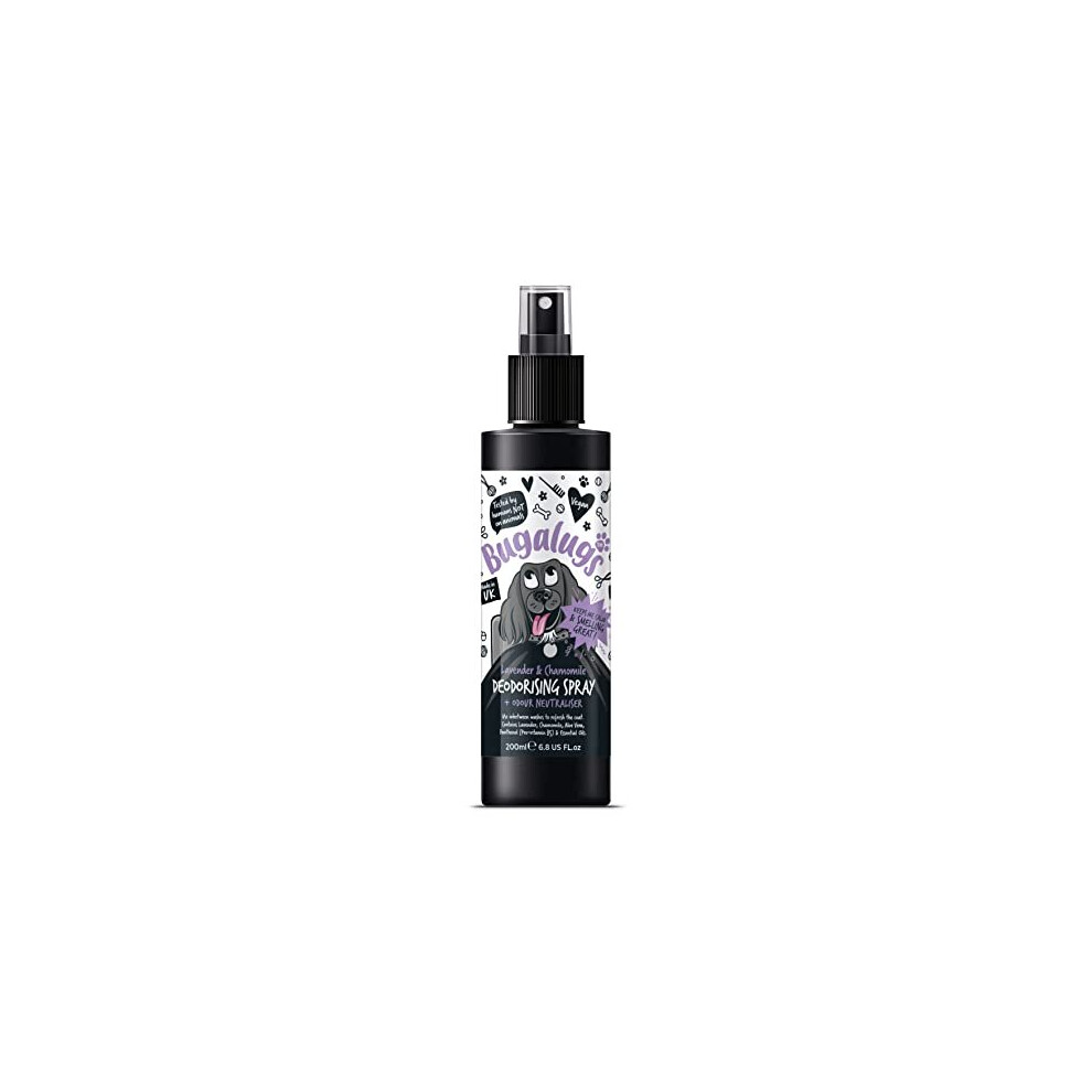 BUGALUGS Lavender & Chamomile Dog perfume dog spray with spray pump, Vegan dog cologne is a dog deodoriser spray. dog perfume spray dog deodorant use