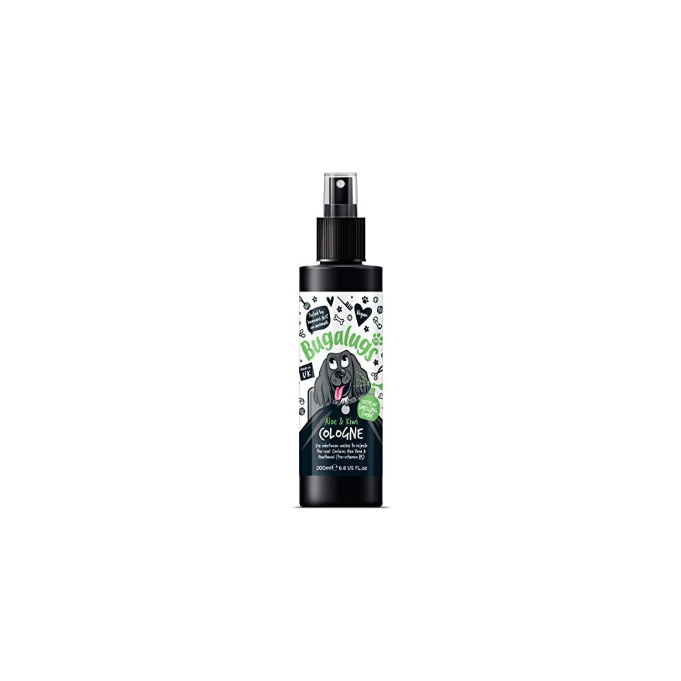 BUGALUGS Dog Cologne perfume - dog deodorant deodoriser spray use with professional groom Dog Shampoo For Dogs, Cats & Pets (Aloe & Kiwi, 200ml)
