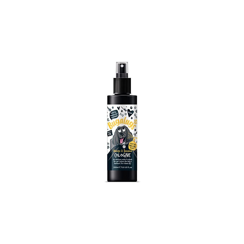 BUGALUGS Dog Cologne perfume with a tropical Mango & Banana Fragrance - vegan dog deodorant deodoriser spray use with our professional groom Dog