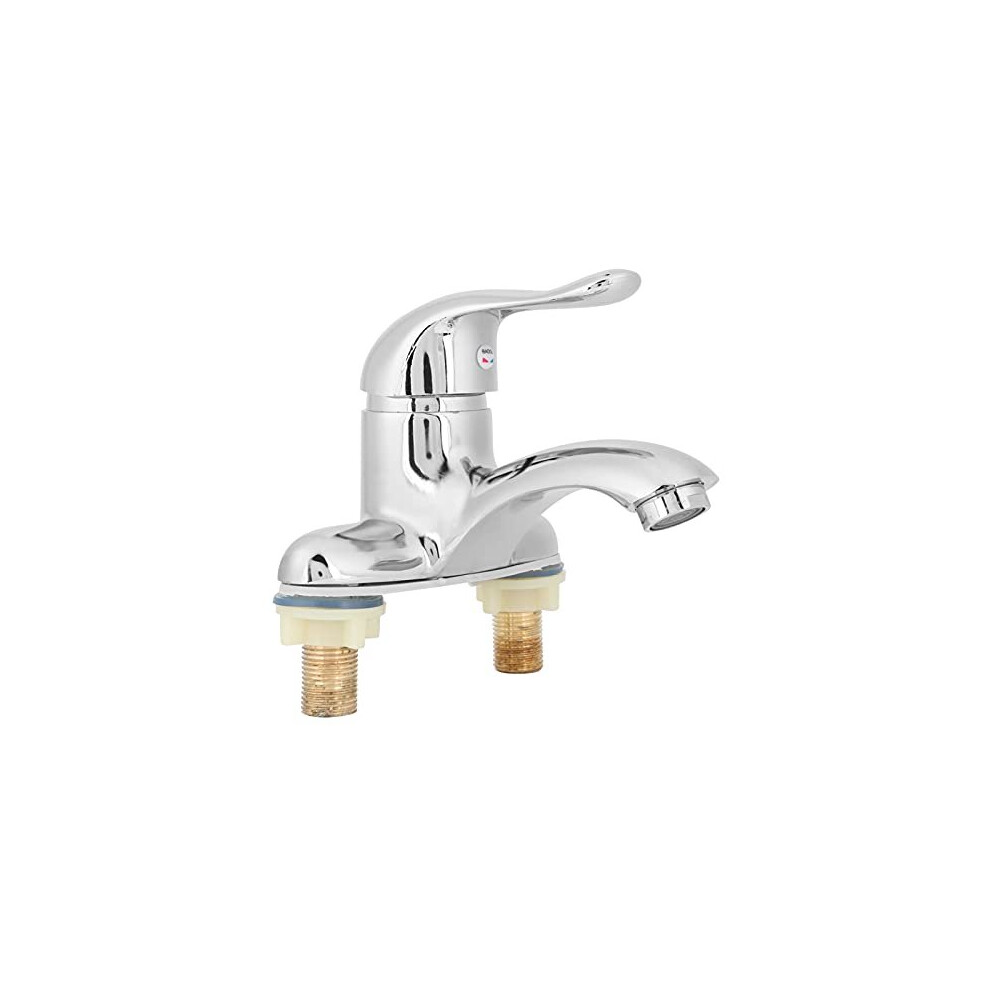 Hapivida G1/2 Double Basin Tap Single Lever Basin Mixer Taps Hot and Cold Mixer Faucet for 2 Hole Deck Mount Lavatory Home Supplies