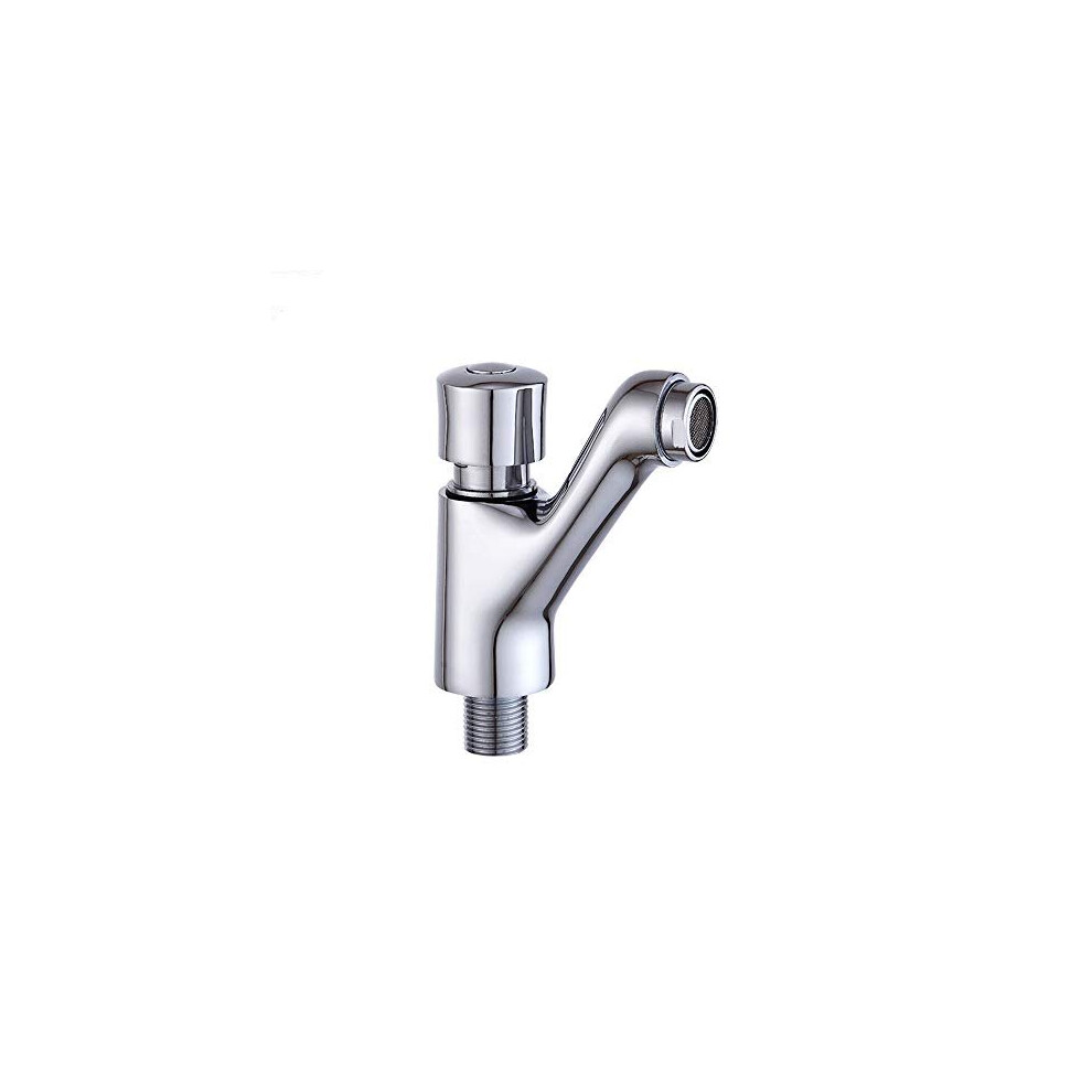 Wall Mounted Push Button Brass Cold Water Tap Bathroom Washbasin Automatic Closing delay Faucet Water Saving 9.5cm Long