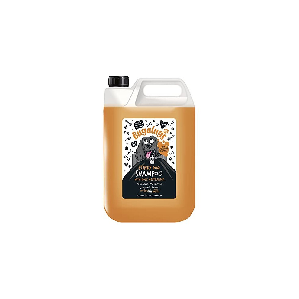 BUGALUGS Stinky Dog Shampoo with odour neutraliser, fox poo shampoo for dogs with dog perfume, vegan dog grooming dog shampoo for sensitive skin