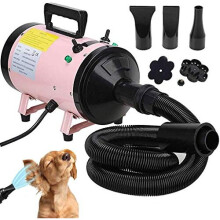 2800W Pet Dog Cat Grooming Hair Dryer Hairdryer Blaster Blower Low Noise Washer Heater with 2.5M Hose 3 Different Nozzles (Pink), 2 Year Warranty