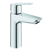 GROHE QUICKFIX Start - Smooth Body Metal Lever Basin Mixer Tap with Push-Open Pop-Up Waste Set (28mm Ceramic Cartridge, Water & Energy Saving, Quick