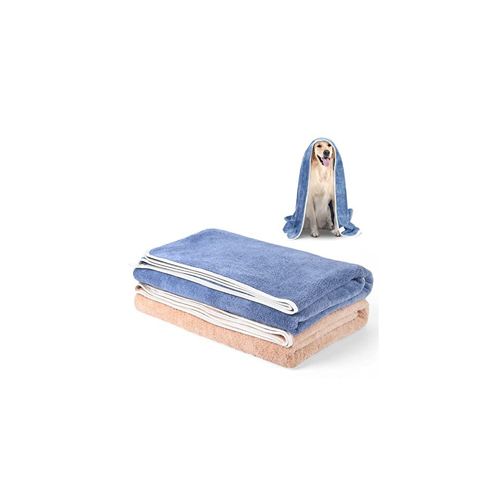 TAIYUNWEI Dog Towel, 2 PACK LARGE & SUPER Absorbent Microfibre Pet Towel, Microfiber Pet Bath Towel for Dogs Cats, Machine Washable & Dryable
