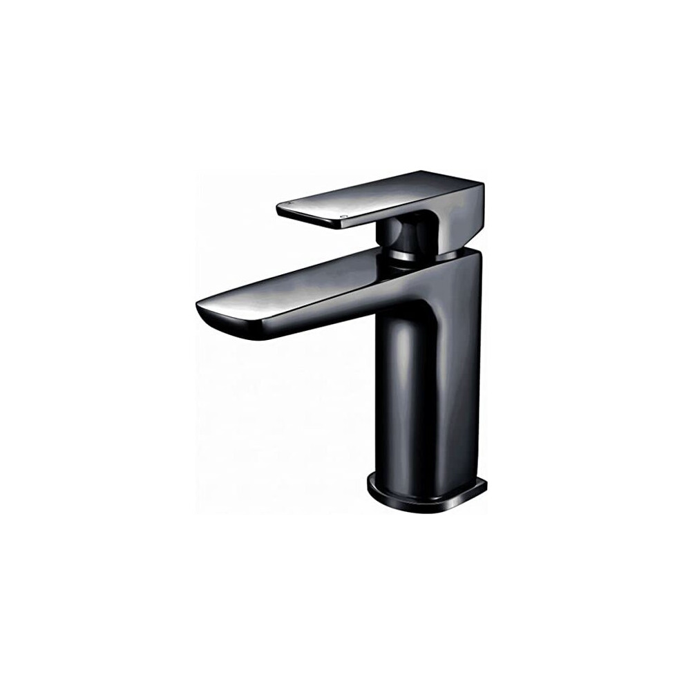 Noir Mono Basin Mixer Inc Waste | Matt Black Finish | Bathroom Sink Tap | Single Lever 5060764160704