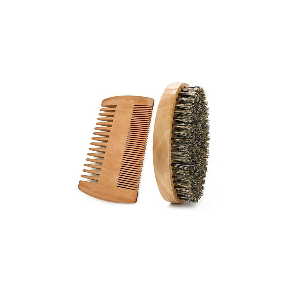 Takfree Unisex Not,Specified Beard Brush Comb Set For Men, Wooden Boar Bristle Hair Moustache Comb Beard Brush Set For Combing Beard Hair, Removing Debris, Massages Face