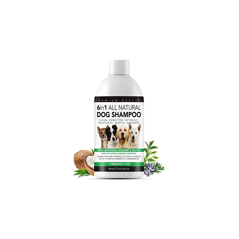 The Healthy Dog Co - 6 in 1 Dog Shampoo and Conditioner - Natural Dog Conditioner - Soothing Oatmeal Dog Shampoo - Deshedding Shampoo for Dogs -