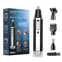 Nose & Ear Hair Trimmer 4-in-1 USB Rechargeable, Painless & Waterproof - For Men & Women, Nose/Beard/Ear/Eyebrow Grooming