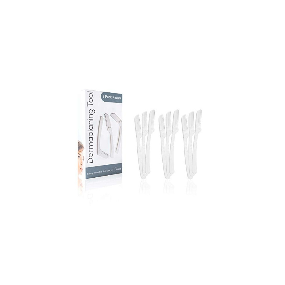 Jasclair Peach Dermaplaning Tool (9 Count) ? Easy To Use Dermaplane Razor For Face ? Practical Hair Remover Blade For Eyebrows And Fuzz ? Facial Shaver For