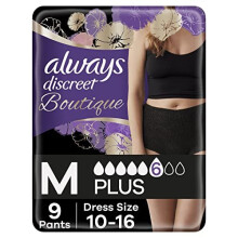 Always Discreet Boutique Incontinence Pants Women, Medium, Plus, Pack of 9