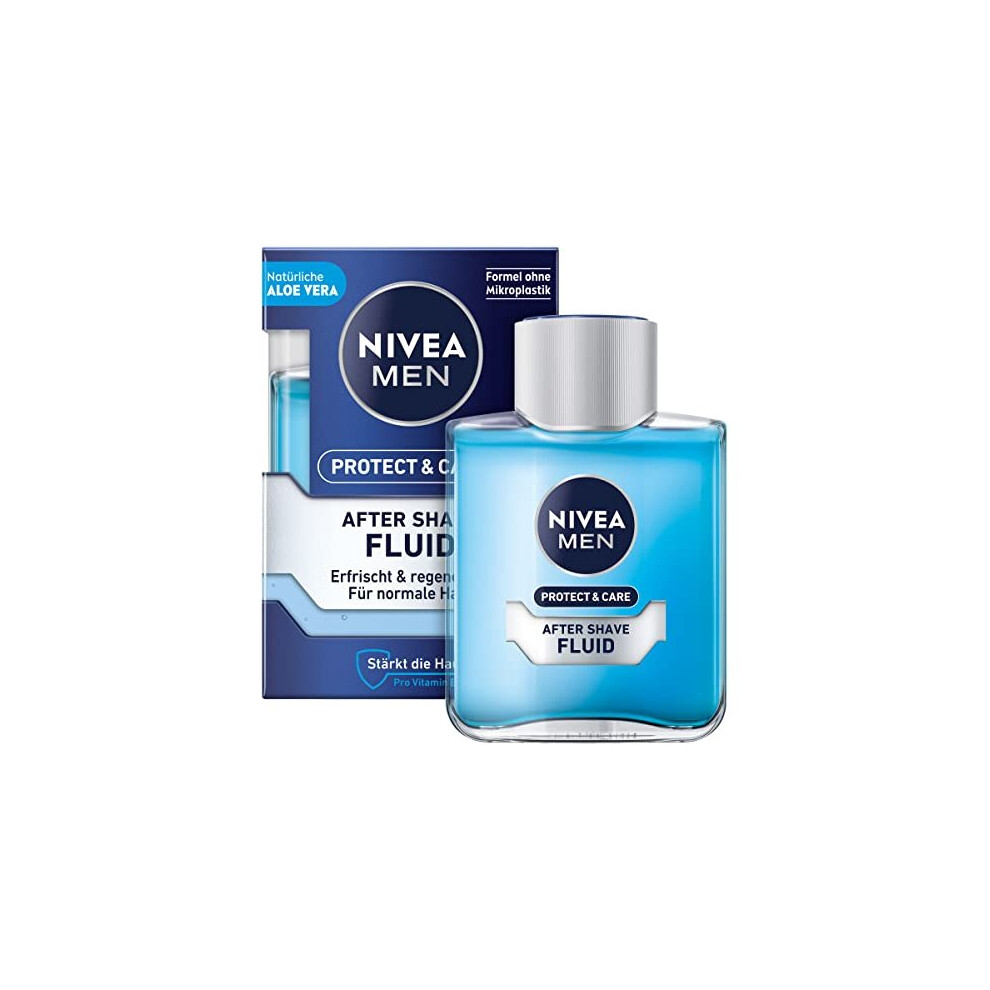 NIVEA MEN Protect & Care After Shave Fluid (100 ml), Soothing After Shave, Skin Care with Aloe Vera and Pro Vitamin B5