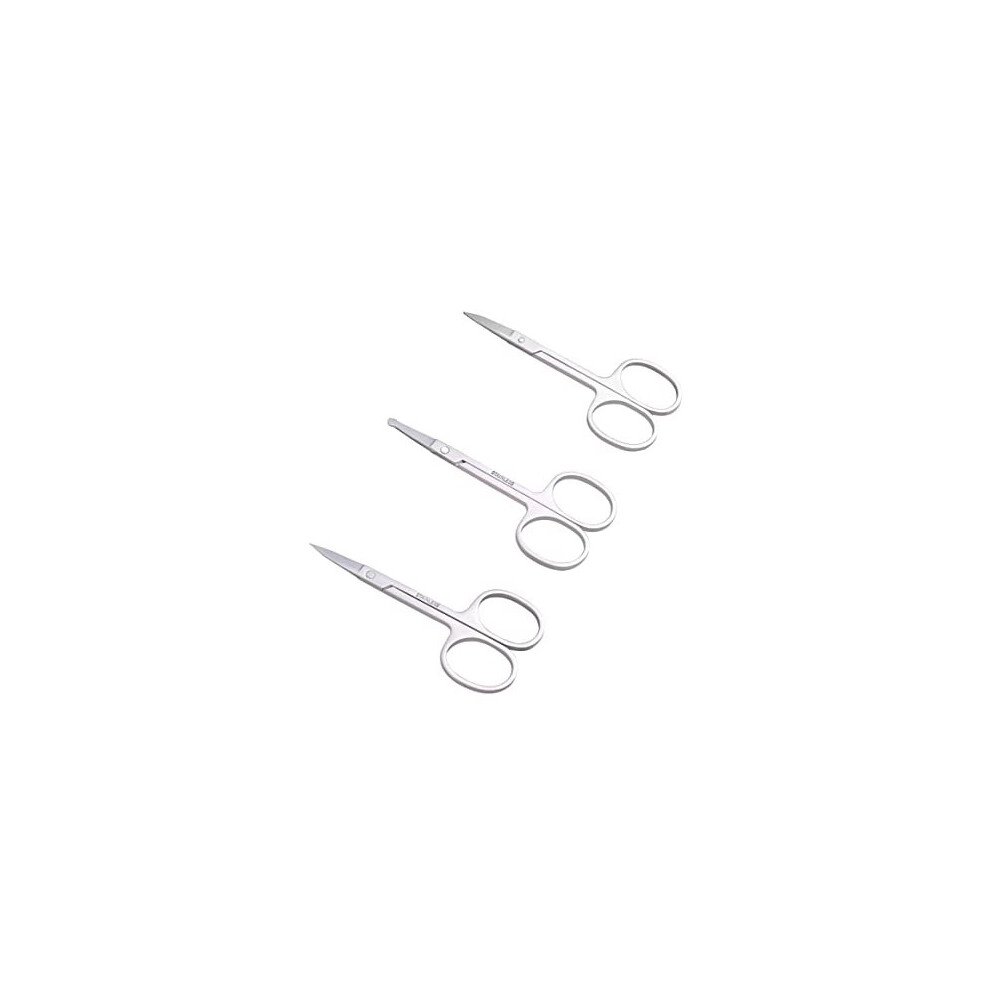 Abmro 3Pcs Small Eyebrow Scissors And Nose Hair Scissor, Beard Moustache Eyelash Nail Trimmer Facial Hair Grooming Scissors For Man And Woman