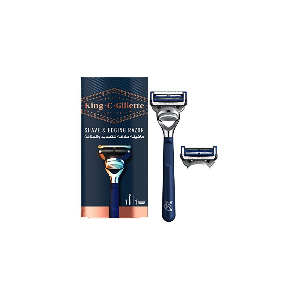 King C. Gillette Shave and Edging Men's Razor + 1 Razor Blade Refill, with Precision Trimmer, Gift Set Ideas for Him/Dad