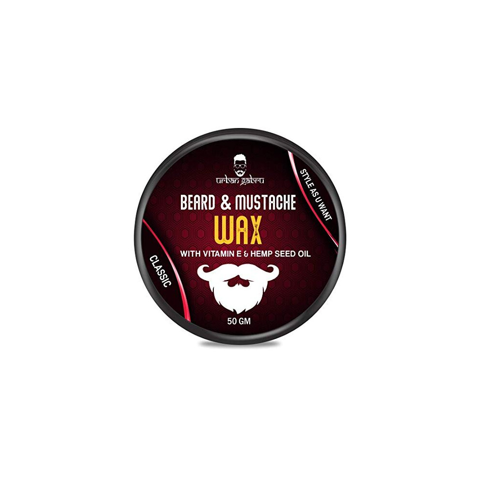 Urbangabru Beard, Mustache Wax for Men (50 GM) ? Strong Hold Mooch Styling Wax, Balm, Cream to Shape and Nourish Your Beard