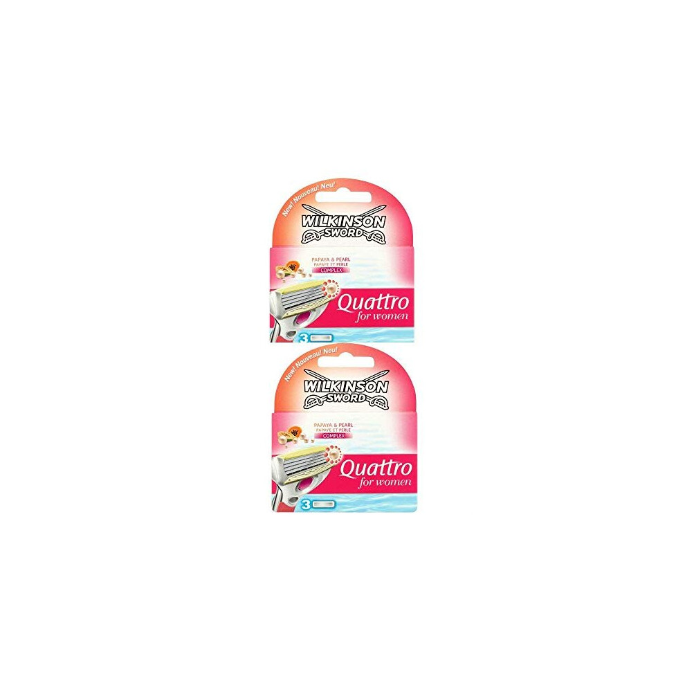 2 x Wilkinson Sword Quattro for Women Razor Blades - 2 Packs of 3 Blades 
