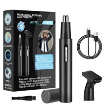 Nose Hair Trimmer for Men and Women, IPX7 Waterproof Painless USB Rechargeable Metal Nasal & Ear Hair Trimmer, Portable Low Noise Dual-Edge Spinning