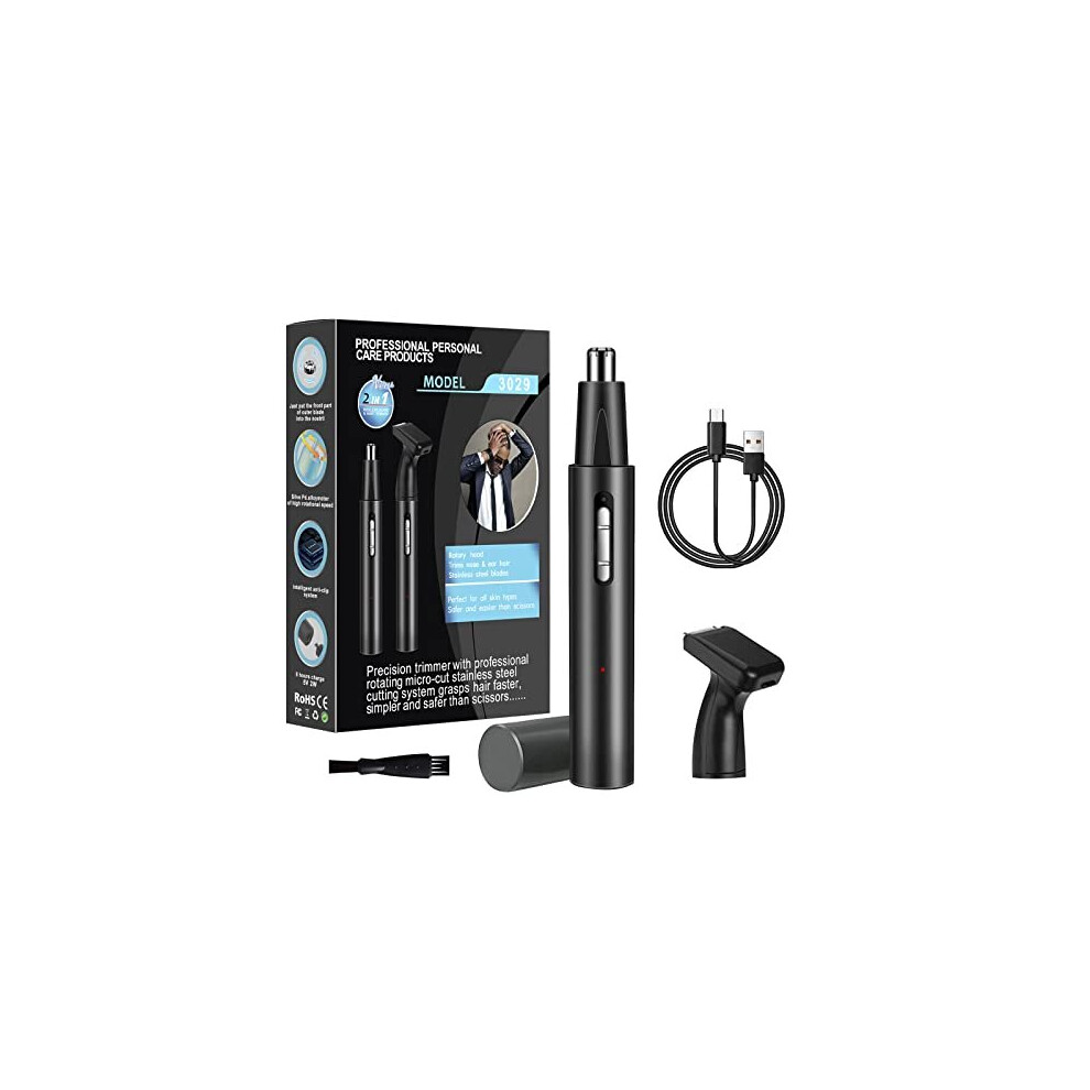 Hiyaa Nose Hair Trimmer For Men And Women, Ipx7 Waterproof Painless Usb Rechargeable Metal Nasal & Ear Hair Trimmer, Portable Low Noise Dual-Edge Spinning